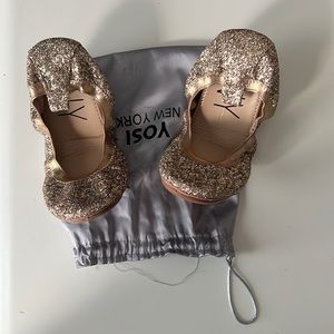 Champagne Yosi Samra Flats with Drawstring Bag